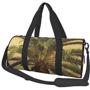 Palm Tree Tropische Reizen Duffel Bag Gym Tote Bag Lichtgewicht Bagage Tas Voor Weekender Sport Vakantie, Zwart, Eén maat