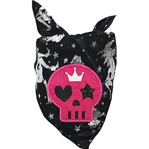 Petitebelle Hot Pink Skull Head Pet Bandana (zwart/zilveren heks, groot)