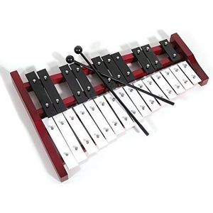 Grehge d Houten Sopraan Glockenspiel Xylofoon met 25 metalen toetsen voor volwassenen en kinderen - inclusief 2 plastic kloppers