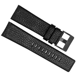 dayeer Klinknagel Koeienhuid Lederen horlogeband voor Diesel DZ7395 DZ7370 DZ7257 DZ7430 Horlogeband voor Mannen Vrouwen (Color : Black-black Buckle, Size : 28mm)