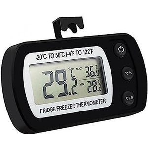 Waterdichte Digitale Koelkastthermometer Max/Min Opnamefunctie Met Haak(Black)