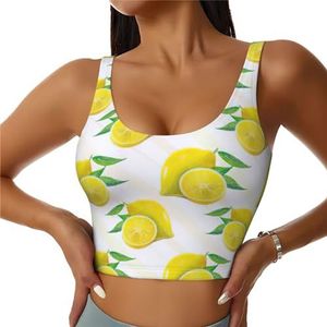 Gele Citroenprint Comfortabele Vrouwen Sport Vest Yoga Workout Vest Voor Vrouwen Lichtgewicht Zomer, Zwart, S
