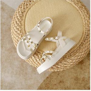 Sandalen met dikke zolen for dames 2024 deze zomerse Romeinse schoenen met zachte zolen en verhoogde kleine maten (Kleur : ApricotStandardCode, Size : 32)