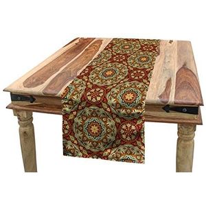 ABAKUHAUS - Mandala - Tafelloper - Pale Coffee Pale Blue - 40 x 180 cm