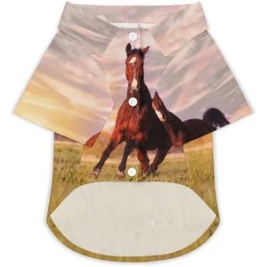 Paard Running on Grass Hond Hawaiiaanse Shirts Gedrukt T-shirt Strand Shirt Huisdier Kleding Outfit Tops S