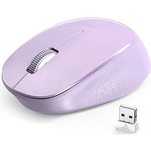 YXLILI Draadloze muis voor laptop, ergonomische computer, draadloze muizen, draagbare stille optische muis met USB-ontvanger, 1600 DPI voor laptop, ramen, Chromebook, Mac, notebook, desktop (paars)