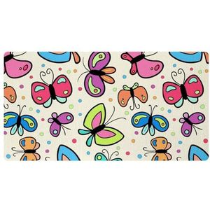VAPOKF Kleurrijke vlinder patroon keuken mat, antislip wasbaar vloertapijt, absorberende keuken matten loper tapijten voor keuken, hal, wasruimte