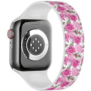 Solo Loop band compatibel met alle series Apple Watch 38/40/41mm (bloemen roze) rekbare siliconen band band accessoire, Siliconen, Geen edelsteen