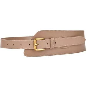 Brede elastische riem for dames van koeienhuid, verstelbare tailleband, korsetriem for jurken, tops, tuniek, obi-stijl, modeaccessoires, rekbare comfortabele tailleband for casual outfits.(Light Khaki