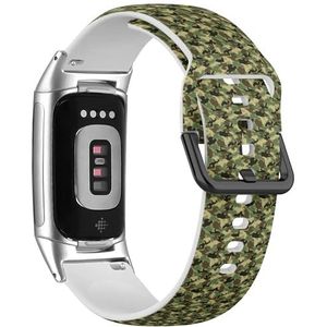RYANUKA Sportbandje compatibel met Fitbit Charge 5 / Fitbit Charge 6 (militaire camouflage), siliconen armbandaccessoire, Siliconen, Geen edelsteen