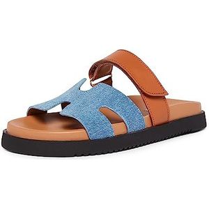 Steve Madden Mayven Schuifsandalen voor dames, Denim Multi, 39 EU