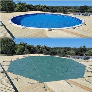 AviiSo Groen gaas zwembad veiligheidshoes voor rond zwembad 1m-10m, zwembad beschermer covers w/zwembad veiligheidsnet en installatiegereedschap (kleur: groen, maat: 24ft/7,3 m)