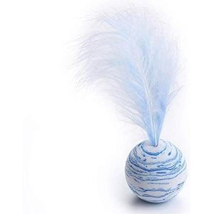 ZHAOONEN Levendige Toy Cat Star Ball Plus Feather EVA Material Light Foam Ball Throwing Toy Star Texture Ball Feather speelgoed for Hond Kat (Color : Blue, Size : 2pcs)