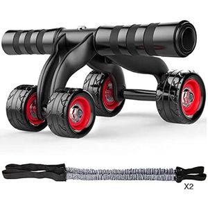Buikspierroller 4-wiel buik roller spiertrainer home fitness ab rollers training Ab Wheel (Size : Ab Roller n 2 Ropes)