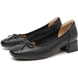 Sekiueo Damesschoenen Met Dikke Lage Hakken Vierkante Neus En Instappers Werkschoenen,zwart,34 EU