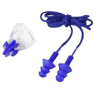 2 Stuks Volwassenen Oor Stopper Neus Clips Set Vrouwen Mannen Surfen Snorkelen Waterdichte Oordopjes Kit Onderwater Sport Apparatuur Blauw