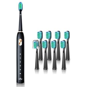 Dada-Tech Elektrische tandenborstel met ultrasone technologie, voor volwassenen en kinderen, oplaadbaar met automatische poetsduurherinnering, waterdicht voor de douche, 5 tandenborstelmodi