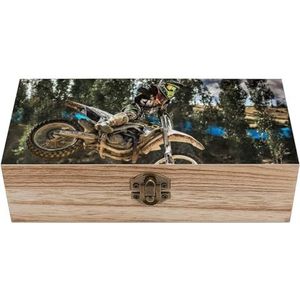 Motorcross motorfiets voertuig houten ambachtelijke opbergdozen met deksels aandenken schat sieradendoos organizer