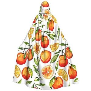 Oranje Citrus Hooded Mantel Unisex Volledige Lengte Mantel Cape Halloween Kerst Mantel Cosplay Kostuums Party Cape