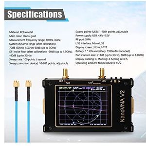 Spectrumanalysator, 4.3/3.2/2.8In Scherm 3G Vector Netwerk Analyzer SAA-2 VNA V2 Antenne Analyzer Kortegolf HF VHF UHF Meet Duplexer Filter(3.2 Inch 3G)