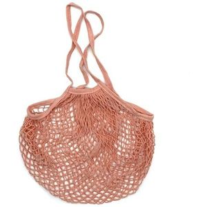 MKLHAVB Draagbare Katoen Mesh Bag Draagbare Winkelen Mesh Zakken Voor Fruit Groente Netto Tas Opslag Handtas Katoen Opvouwbare Tas Voor Winkelen Boodschappen Herbruikbare Mesh Tote, Naakt Roze, Long