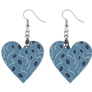 Donkerblauw Sperma Leuke Hartvormige Hanger Oorbellen Voor Vrouwen Lichtgewicht Houten Oorbellen Mode-sieraden Geschenken