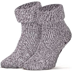 Piarini ABS-stoppersokken, 1 paar, wollen sokken, wintersokken, Noorse sokken met badstof binnenkant, dames en heren, lila-gemêleerd, 43-46 EU