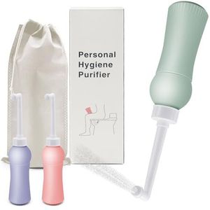 500 ml Po douche met reisetui, intrekbaar draagbaar bidet voor reizen en thuis, vervangt vochtige doekjes, bespaart toiletpapier, hygiënische intieme douche, kontdouche voor vrouw, weekbed, groen, 500