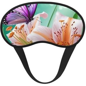 Lelies en vlinder slaapmasker voor vrouwen meisjes mannen zacht comfortabel oogmasker met verstelbare riem verduisterende oogslaap schaduwhoes voor reizen yoga dutje werk