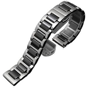 Jeniko Quick Release Keramische Horlogeband 14 15 16 17 18 19 20 21 22mm Zwart Wit Horlogeband For Mannen En Vrouwen Armband (Color : Silver black, Size : 16mm)