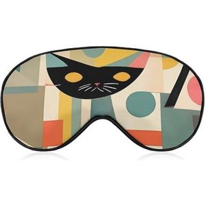 Halverwege de eeuw moderne kunst kattenslaapmasker, lichtblokkerend oogmasker, comfortabel en zacht, oogbedekking met elastiek, geschikt voor mannen en vrouwen, geschikt voor reizen en slapen