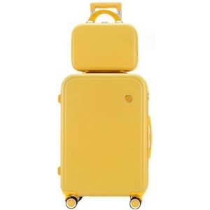Lichtgewicht Koffer Hardside Robuuste Reiskofferbagage Met Spinnerwielen, Lichtgewicht Handbagage Koffer Bagage (Color : Yellow, Size : 22in)