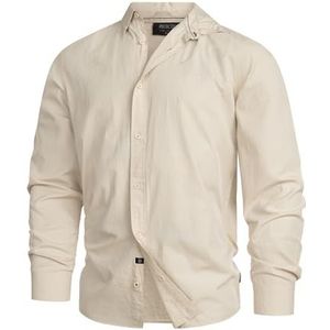 Indicode InKamby Herenhemd van 97% katoen, effen, Simply Taupe, S