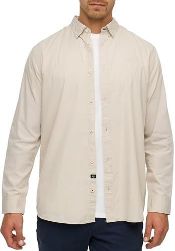 Indicode InKamby Herenhemd van 97% katoen, effen, Simply Taupe, S