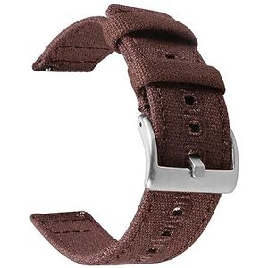 LQXHZ 18mm 20mm 22mm Gevlochten Canvas Band Compatibel Met Samsung Galaxy Watch 3/4 40mm 44mm Classic 46mm 42mm Quick Release Armband (Color : Brown silver, Size : 22mm)