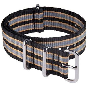 Archer Watch Straps - Klassieke Nylon NATO Horlogebanden (Zwart/Grijs/Geel, 18mm)