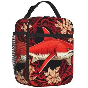 VTCTOASY Red Shark Image Lunch Bag Vrouwen, Kleine Lekvrije Koeltas, Herbruikbare Geïsoleerde Bento lunchbox voor Werk Kantoor Picknick of Reizen