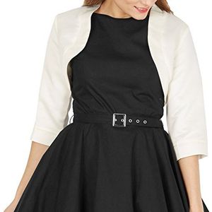 BlackButterfly Satijn Bolero Jasje - Half Mouw (Ivoor, S)