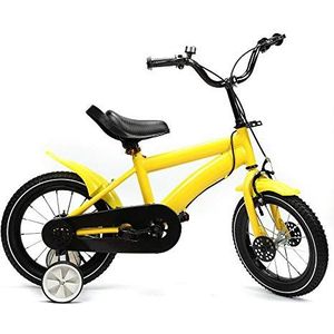 WUPYI2018 Kinderfiets, 14 inch, meisjes- en jongensfiets, fiets met steunwielen, verkrijgbaar in meerdere kleuren (geel)