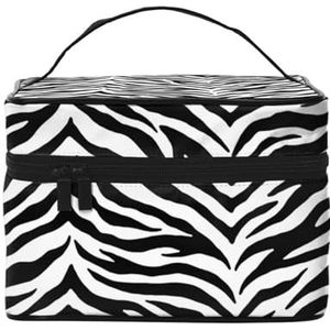 Zwart-witte Zebra Print, Make-up Tas Cosmetische Tas Draagbare Reizen Toilettas Potlood Case, zoals afgebeeld, Eén maat