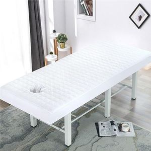 Katoenen Beauty Bed Cover Wasbare Massage Bed Cover Met Gezichtsgat, Zachte Wasbare SPA Massagetafel Gezichtshanddoek Geschikt For Salons SPA En Therapeuten(White,80x190cm)