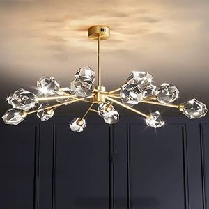 44 inch moderne kristallen kroonluchters 18-licht Spoetnik-kristallen kroonluchter Hoog plafond Slaapkamer Kroonluchter voor eetkamer Pandent Light Living Diamond-kroonluchter Veelzijdig geslepen kris