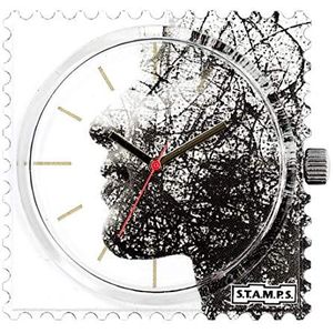 S.T.A.M.P.S Unisex analoog kwarts horloge met None Armband 105403, zwart-wit