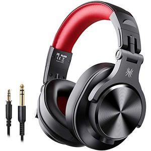OneOdio Bluetooth Koptelefoon over ear met microfoon, [tot 72 uur] Draadloze Koptelefoon 40 mm Drivers, stereo bass koptelefoon, opvouwbaar voor E-Drum Piano Gitaar AMP-opname en monitoring - Rood