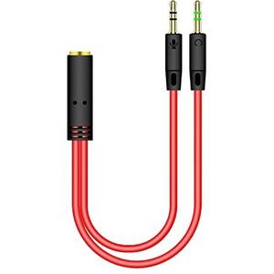 B/A Headset Audio Splitter Kabel voor PC - 3,5 mm Jack Hoofdtelefoon Adapter Convertors, voor PC Vrouwelijk met Hoofdtelefoon/Microfoon Transformeer naar 2 3,5 mm Mannelijk, 22 CM