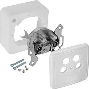 Poppstar 1x SAT Doos (4-poort Antennecontactdoos), Socket voor SAT, Tv en Kabel Aansluiting (Digitaal/Analoog), aan Oppervlak/Ingebouwd