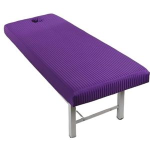 WJIAYAO Massagebedhoes elastische satijnen streep massage Sabanas tafel hoeslaken volledige hoes elastische rubberen band massage spa bedhoes met gat (PURPLE, 190 x 70)