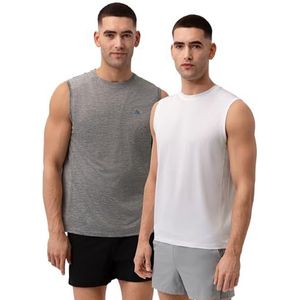 DANISH ENDURANCE - Sport Tank Top - Grijs Gemêleerd/Wit - 2-pack