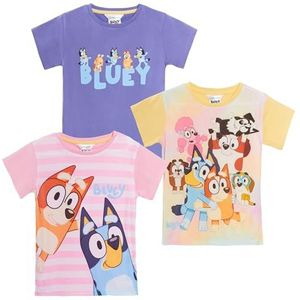 Bluey Meisjes 3 Pack T-shirts voor kinderen Multipack Tees 100% Katoen Puppy Bingo Dress Up, Meerkleurig, 18-24 maanden