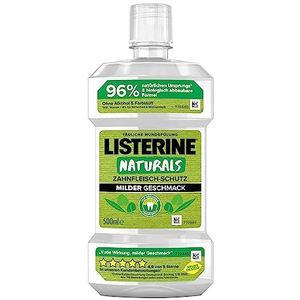 LISTERINE Naturals tandvleesbescherming, 500 ml, biologisch afbreekbaar mondwater met milde smaak, antibacteriële mondspoeling zonder alcohol voor gezond tandvlees